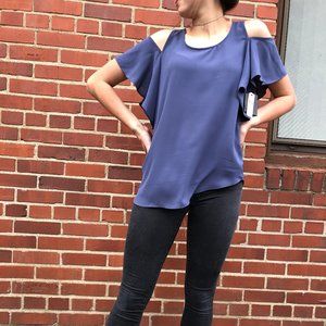Steel Blue Cold-Shoulder Top